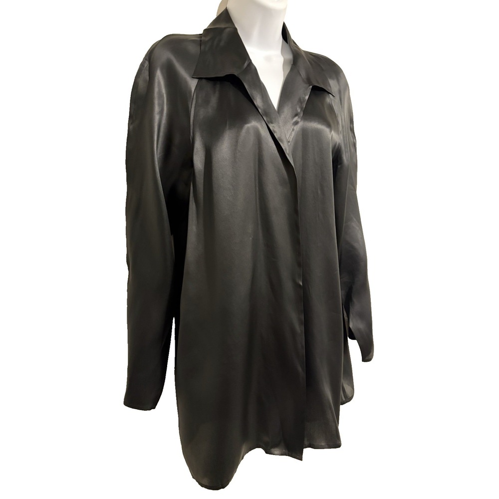 Talbots Pure Silk Black Satin Jacket~Sz 6~Cocktails Minimalist Country Club